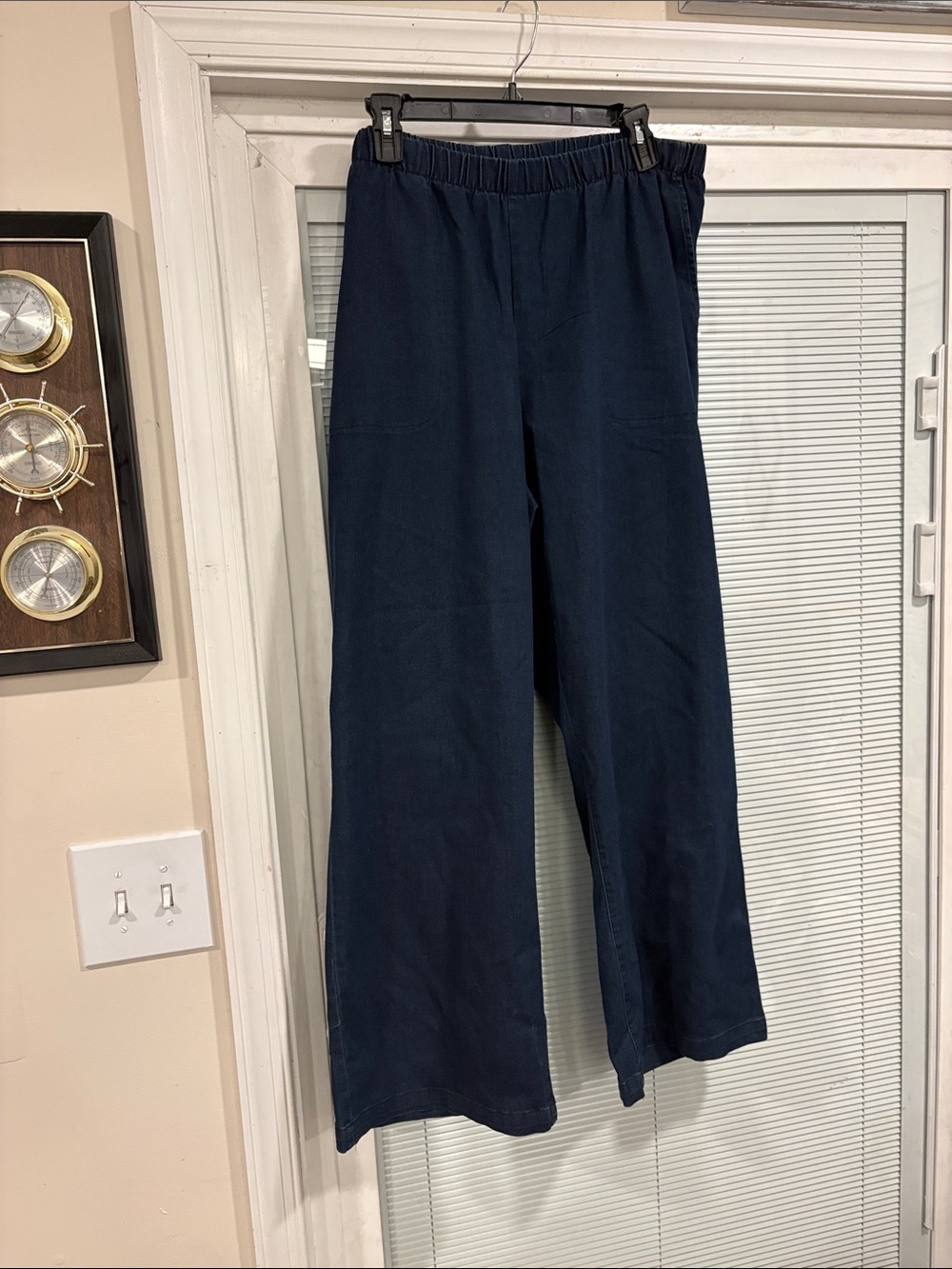 Woman Within Navy Wide-Leg Elastic-Waist Joggers